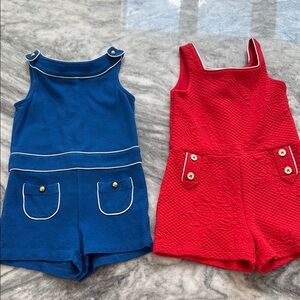 Janie and Jack Blue and Red Kids Romper Duo
